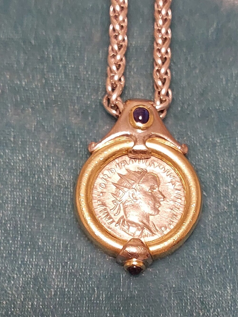 Vintage Roman Coin 18kt Gold and Sterling Silver Necklace